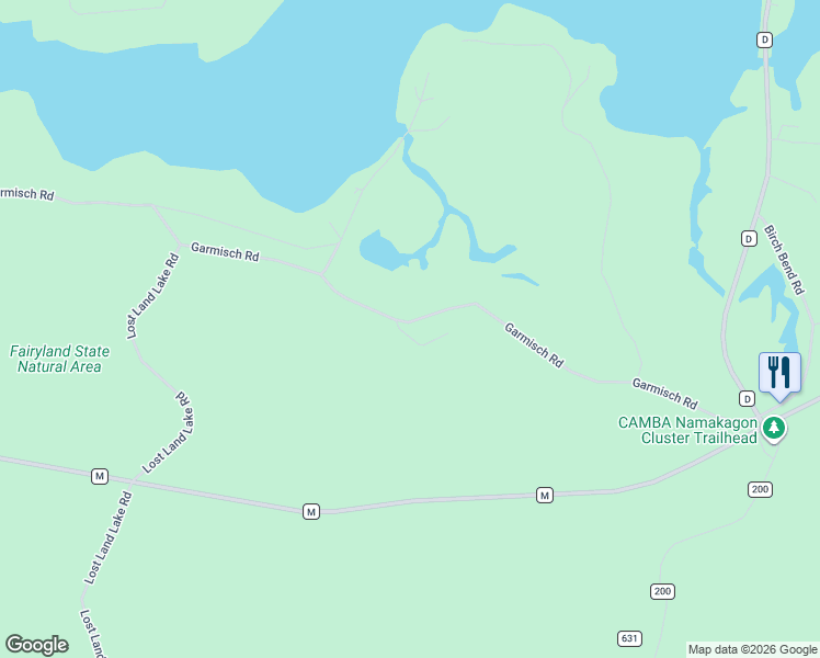 map of restaurants, bars, coffee shops, grocery stores, and more near 23165 Garmisch Road in Cable