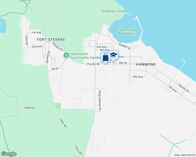 map of restaurants, bars, coffee shops, grocery stores, and more near 869 King Salmon Street in Warrenton