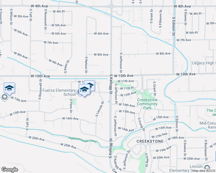 map of restaurants, bars, coffee shops, grocery stores, and more near 5901 West 10th Place in Kennewick