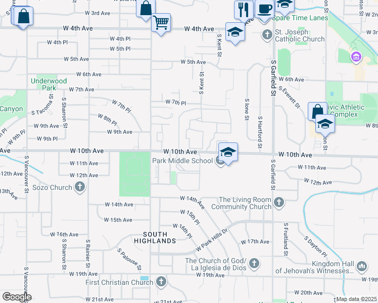 map of restaurants, bars, coffee shops, grocery stores, and more near in Kennewick
