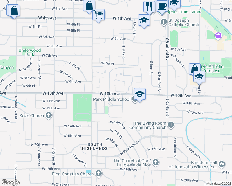 map of restaurants, bars, coffee shops, grocery stores, and more near in Kennewick