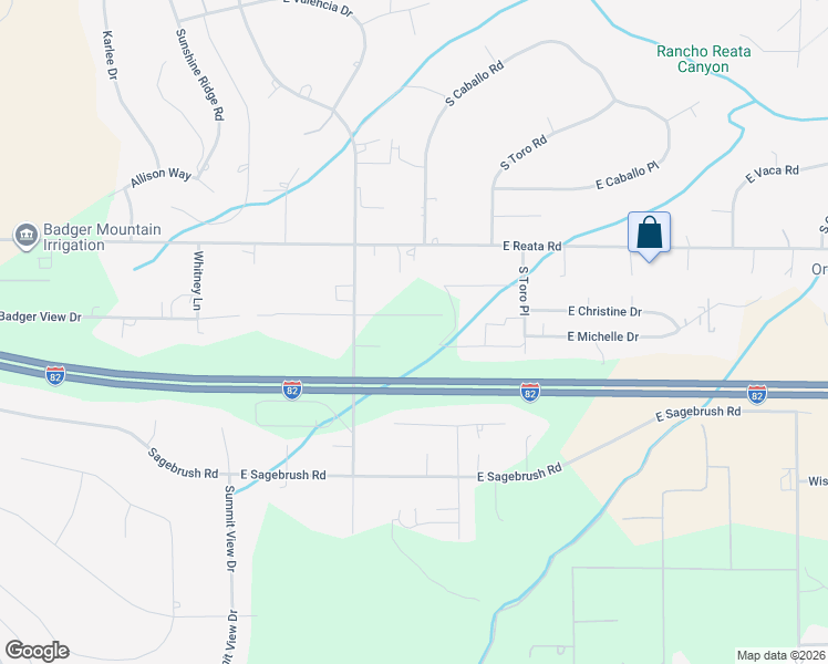 map of restaurants, bars, coffee shops, grocery stores, and more near Interstate 82 in Kennewick