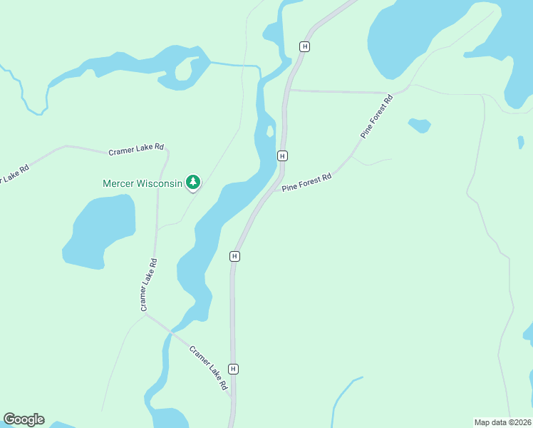 map of restaurants, bars, coffee shops, grocery stores, and more near County Highway H in Mercer