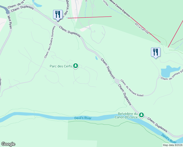 map of restaurants, bars, coffee shops, grocery stores, and more near 247 Chemin des Cerfs in Mont-Tremblant