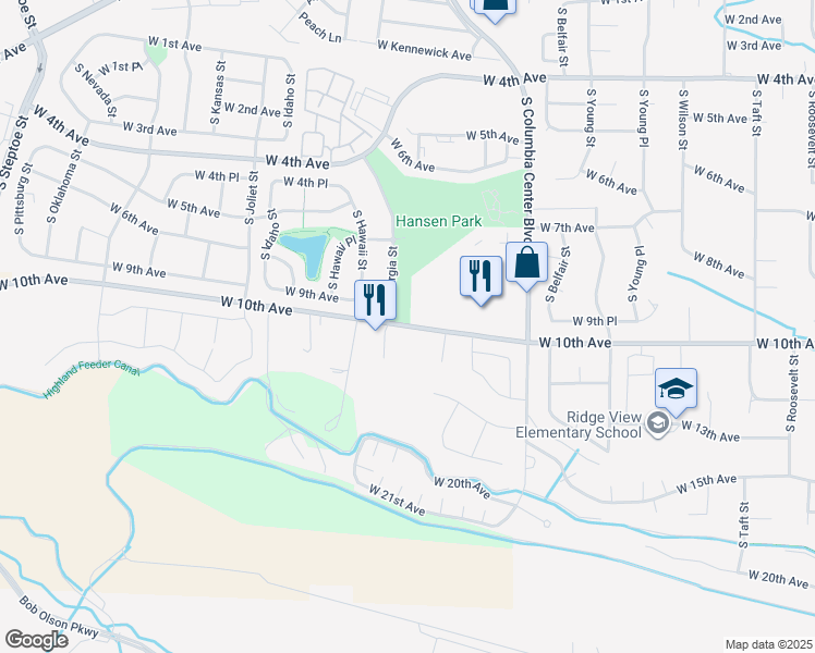 map of restaurants, bars, coffee shops, grocery stores, and more near 7902-7996 West 10th Avenue in Kennewick