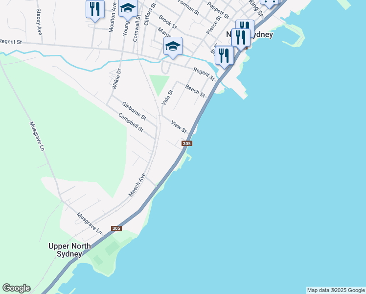 map of restaurants, bars, coffee shops, grocery stores, and more near 74 Queen Street in North Sydney
