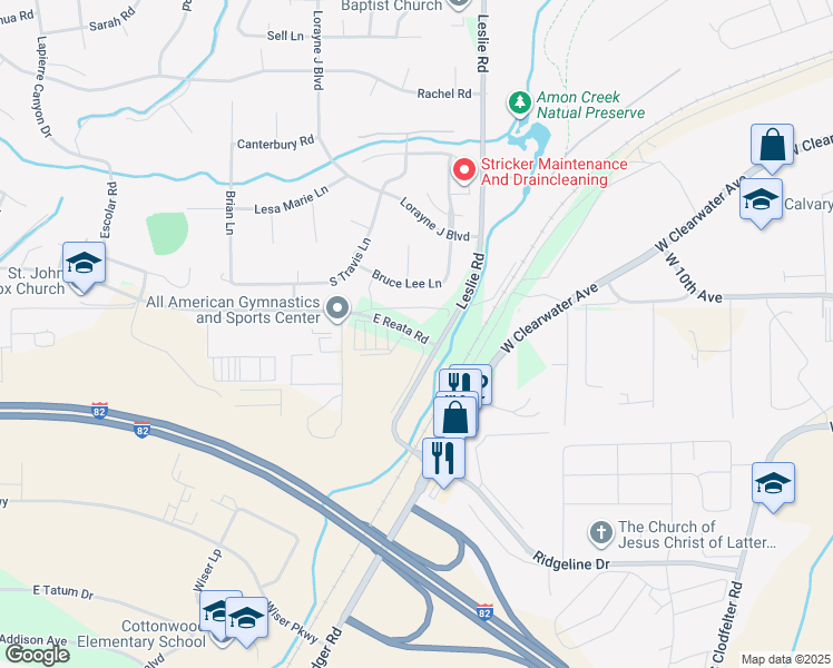 map of restaurants, bars, coffee shops, grocery stores, and more near East Reata Road in Kennewick