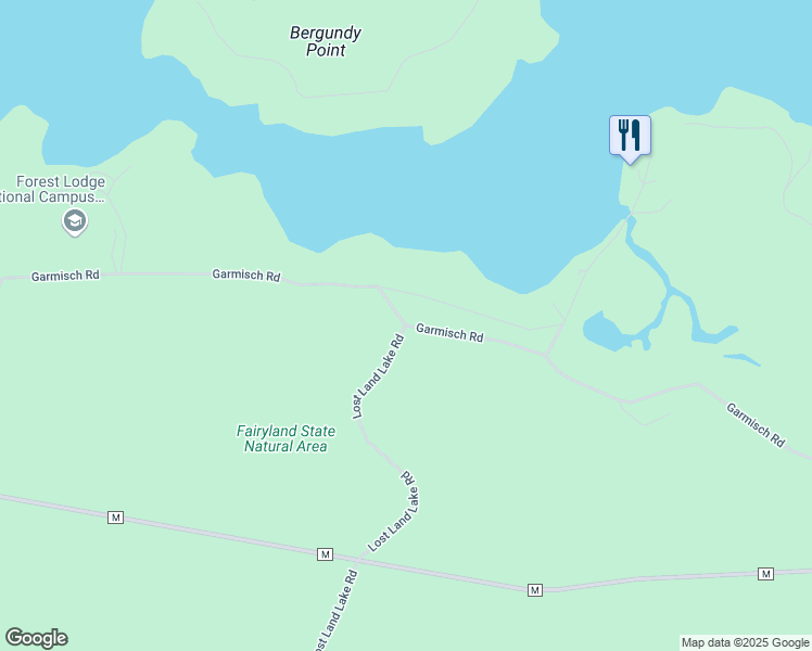 map of restaurants, bars, coffee shops, grocery stores, and more near Garmisch Road in Bayfield County