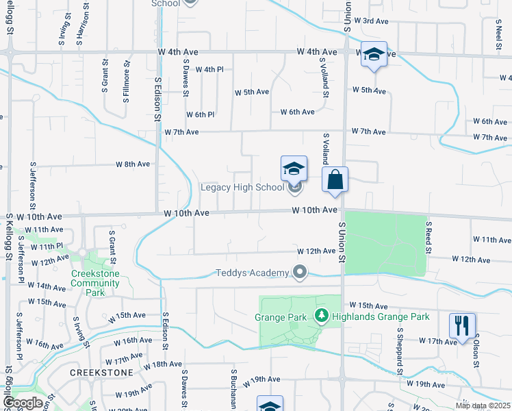 map of restaurants, bars, coffee shops, grocery stores, and more near 915 South Arthur Place in Kennewick