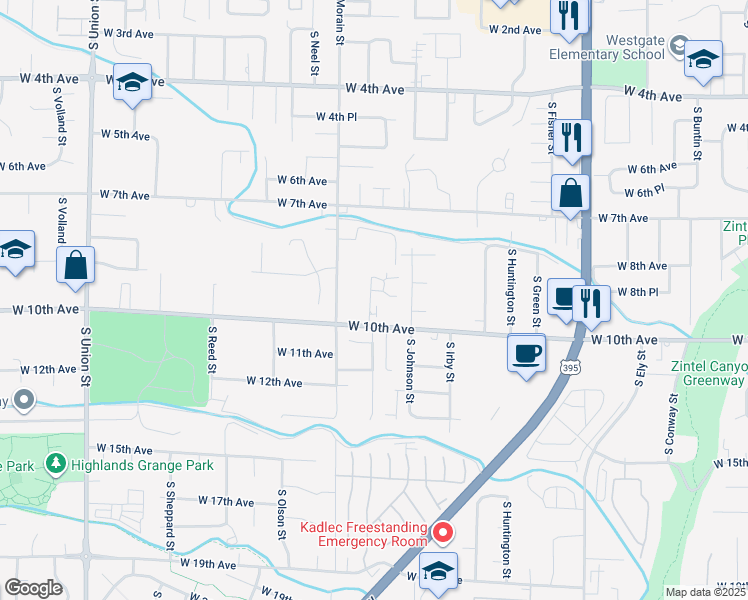 map of restaurants, bars, coffee shops, grocery stores, and more near 935 South Keller Street in Kennewick