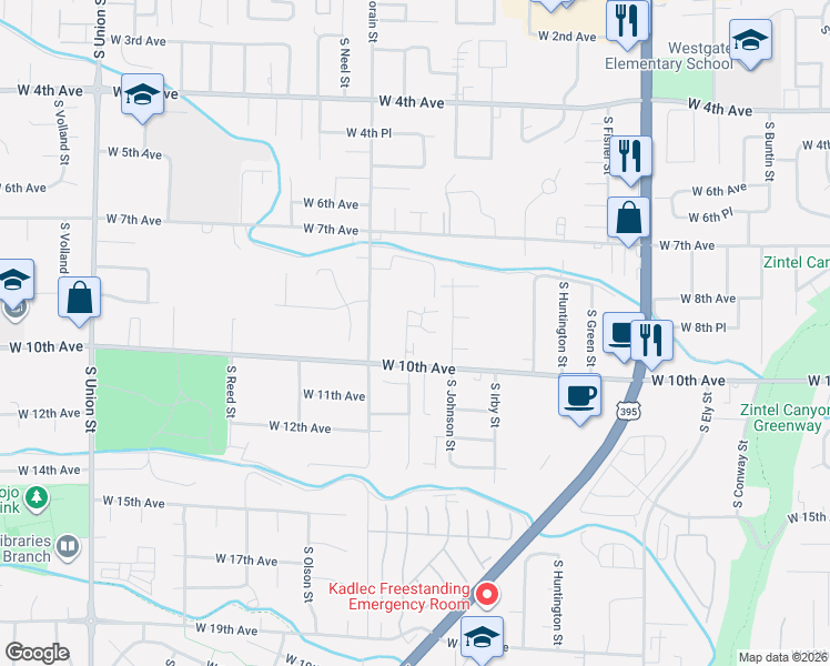 map of restaurants, bars, coffee shops, grocery stores, and more near 951 South Keller Street in Kennewick