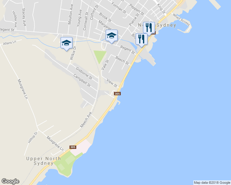 map of restaurants, bars, coffee shops, grocery stores, and more near 80 Queen Street in North Sydney