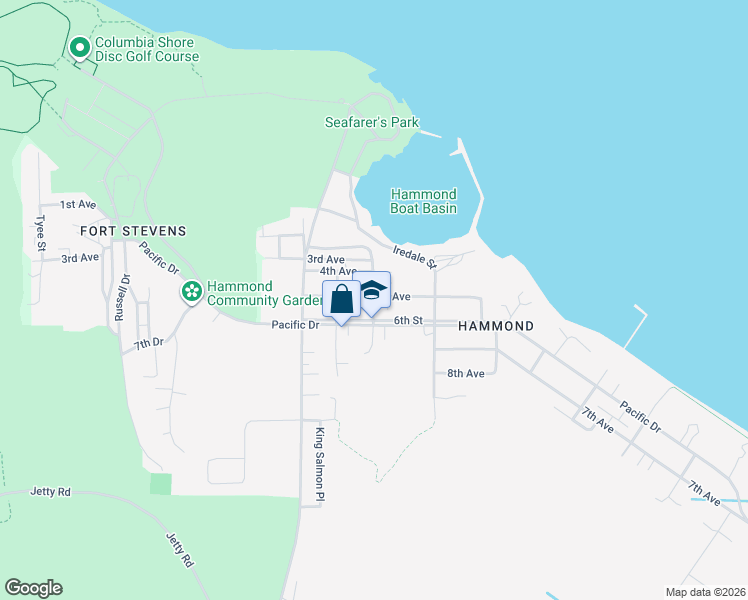 map of restaurants, bars, coffee shops, grocery stores, and more near 1046 5th Avenue in Warrenton