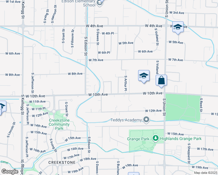 map of restaurants, bars, coffee shops, grocery stores, and more near 910 South Cleveland Street in Kennewick