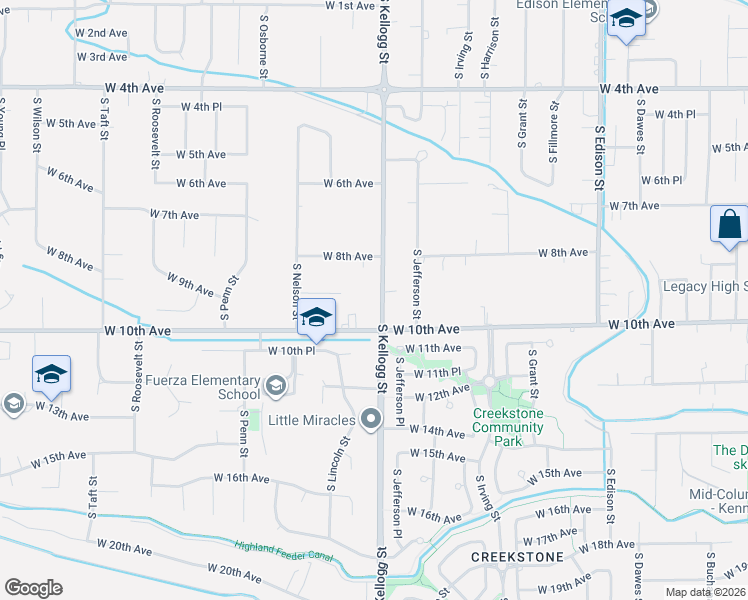 map of restaurants, bars, coffee shops, grocery stores, and more near 902 South Kellogg Street in Kennewick