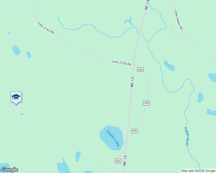 map of restaurants, bars, coffee shops, grocery stores, and more near National Forest Development Road 13 in Alger County