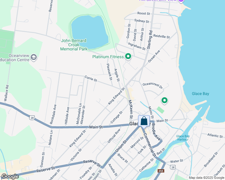 map of restaurants, bars, coffee shops, grocery stores, and more near 5 Currie Street in Glace Bay
