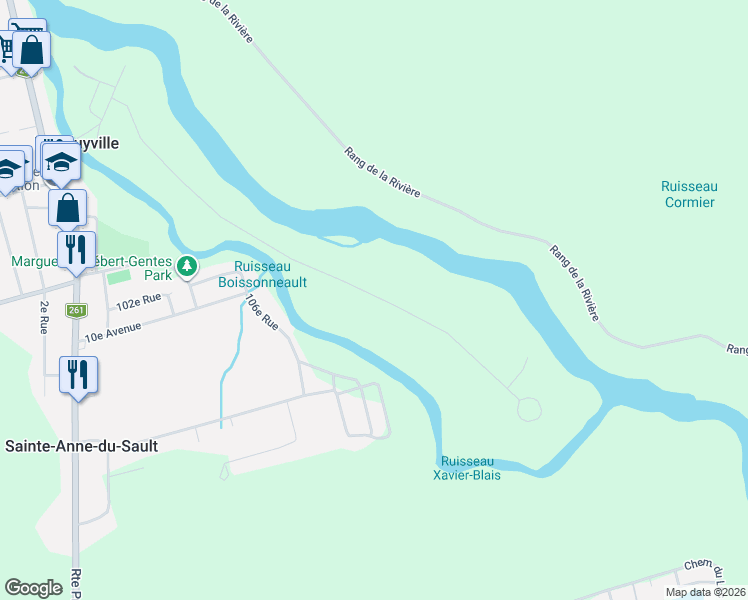 map of restaurants, bars, coffee shops, grocery stores, and more near Chemin du Tour-de-l'île in Daveluyville