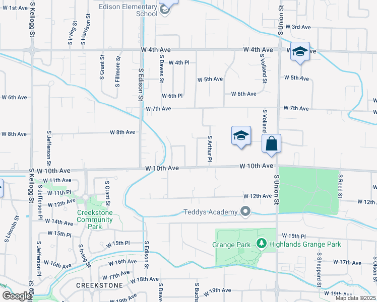 map of restaurants, bars, coffee shops, grocery stores, and more near 910 South Cleveland Street in Kennewick