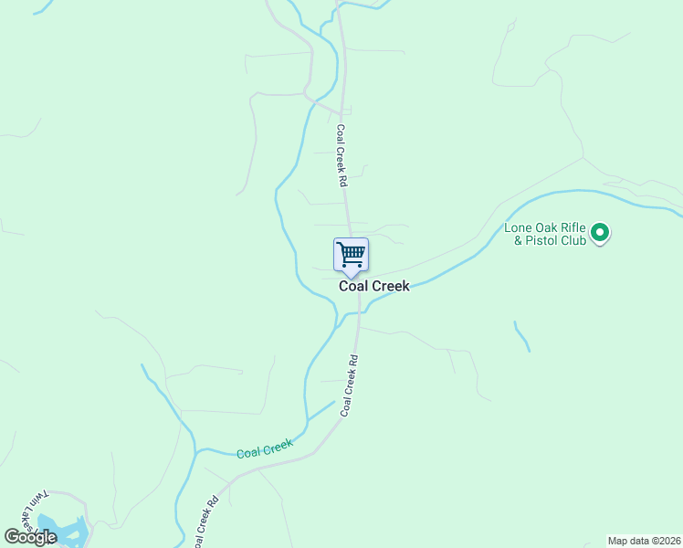 map of restaurants, bars, coffee shops, grocery stores, and more near 1051 Coal Creek Road in Longview
