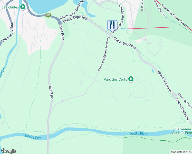map of restaurants, bars, coffee shops, grocery stores, and more near Chemin des Quatre-Sommets in Mont-Tremblant