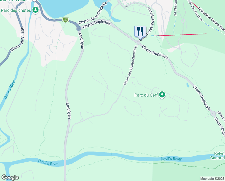 map of restaurants, bars, coffee shops, grocery stores, and more near 45 Chemin de la Réserve in Mont-Tremblant