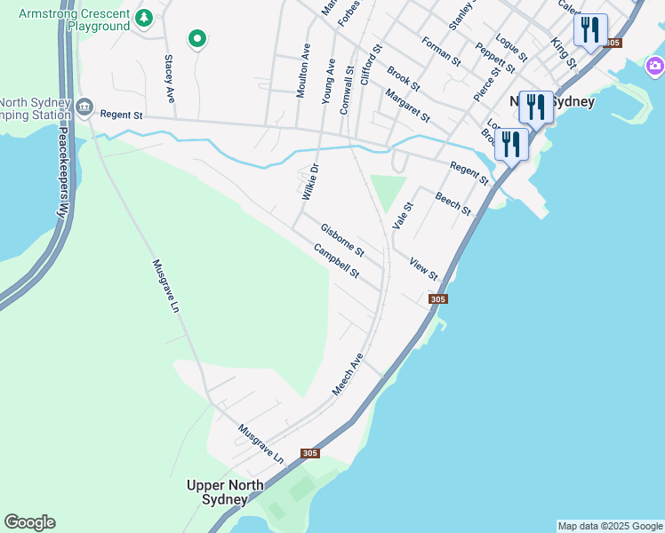 map of restaurants, bars, coffee shops, grocery stores, and more near 16 Gisborne Street in North Sydney