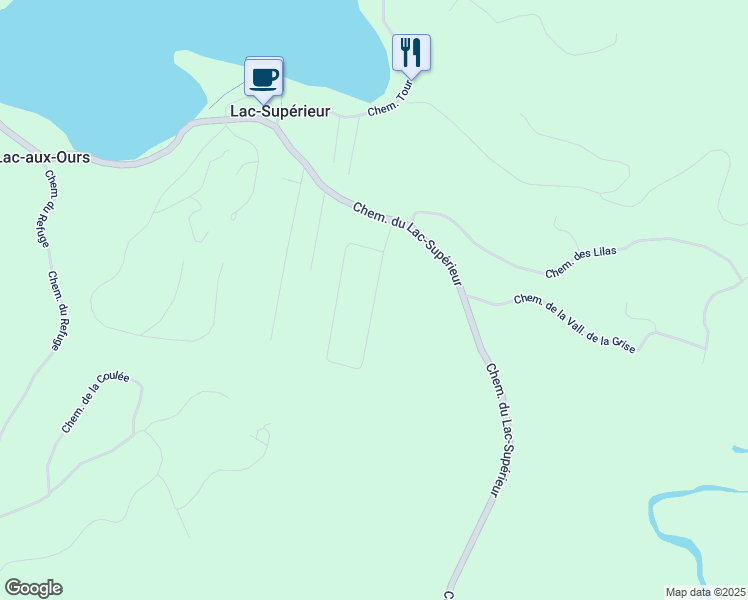 map of restaurants, bars, coffee shops, grocery stores, and more near Chemin des Cerisiers in Les Laurentides