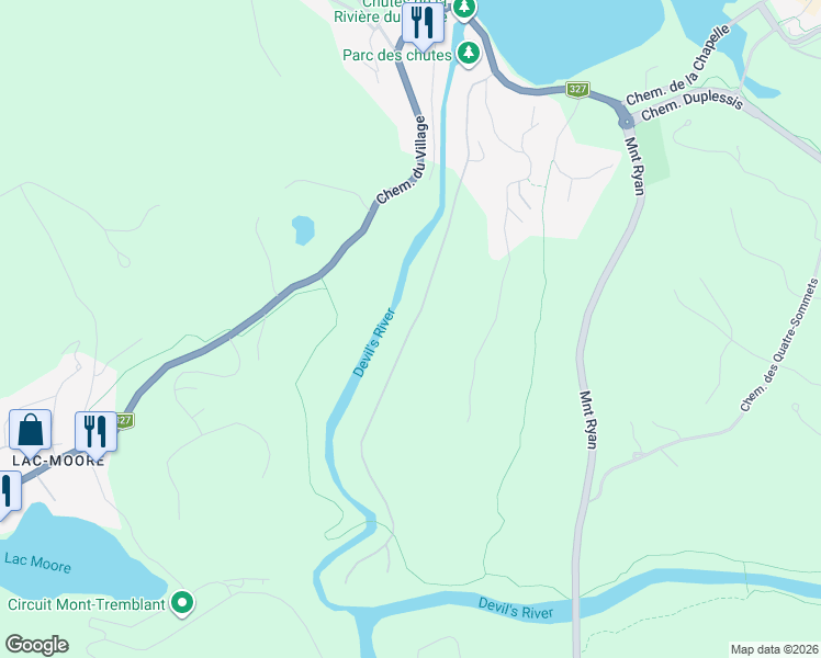 map of restaurants, bars, coffee shops, grocery stores, and more near Chemin Claude Lefebvre in Mont-Tremblant