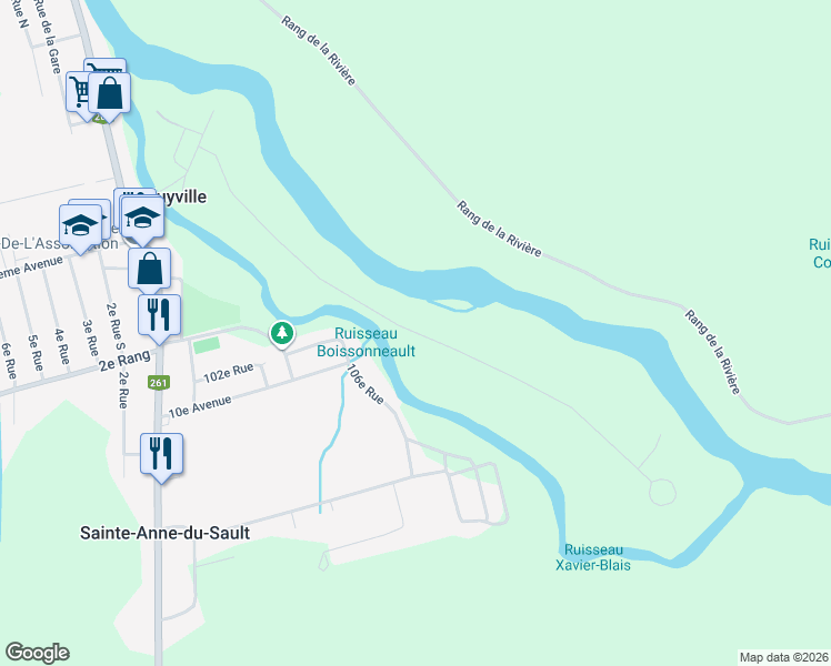 map of restaurants, bars, coffee shops, grocery stores, and more near Chemin du Tour-de-l'île in Daveluyville