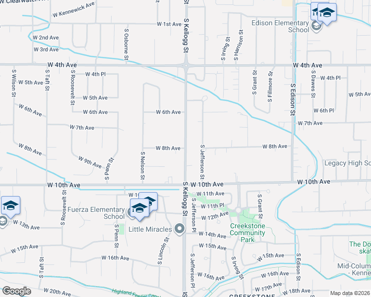 map of restaurants, bars, coffee shops, grocery stores, and more near 6100 West 8th Avenue in Kennewick