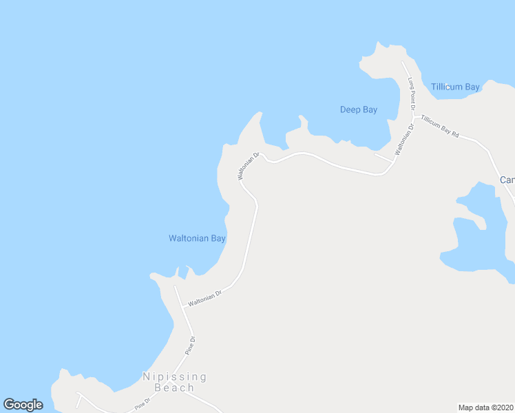map of restaurants, bars, coffee shops, grocery stores, and more near Waltonian Drive in Parry Sound District