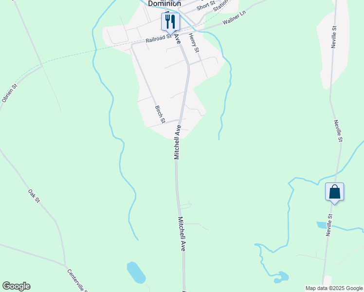 map of restaurants, bars, coffee shops, grocery stores, and more near 319 Mitchell Avenue in Dominion