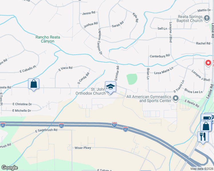 map of restaurants, bars, coffee shops, grocery stores, and more near 267 Mata Road in Kennewick