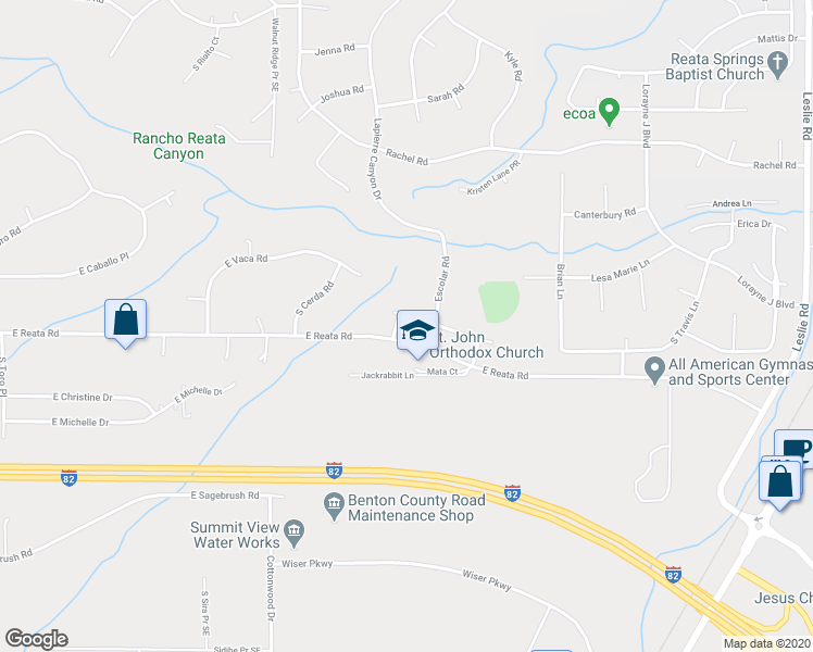 map of restaurants, bars, coffee shops, grocery stores, and more near 267 Mata Road in Kennewick