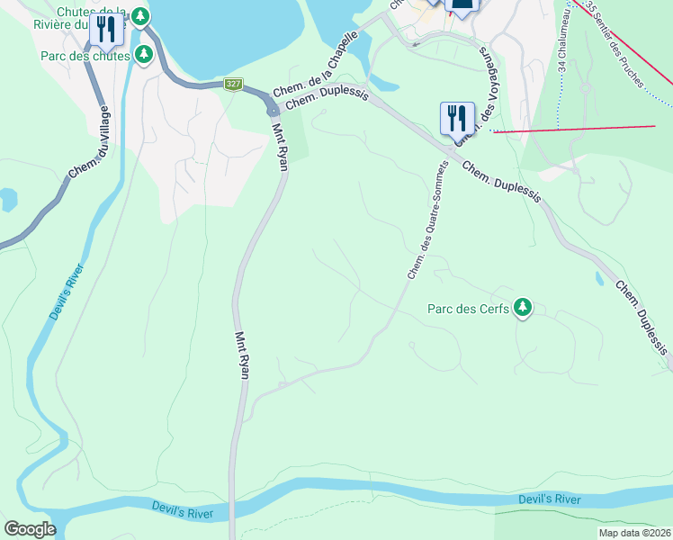map of restaurants, bars, coffee shops, grocery stores, and more near 1035 Allée de Verbier in Mont-Tremblant