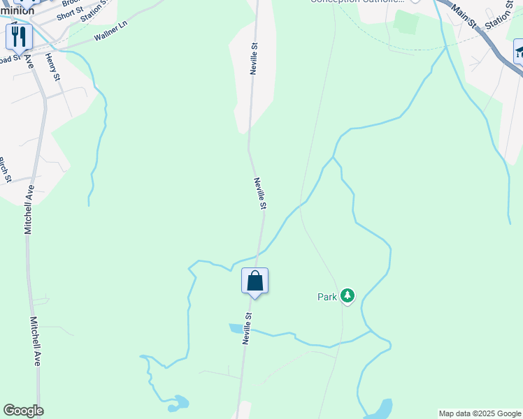 map of restaurants, bars, coffee shops, grocery stores, and more near Neville Street in Dominion