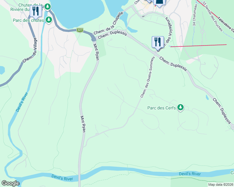map of restaurants, bars, coffee shops, grocery stores, and more near Allée de Verbier in Mont-Tremblant