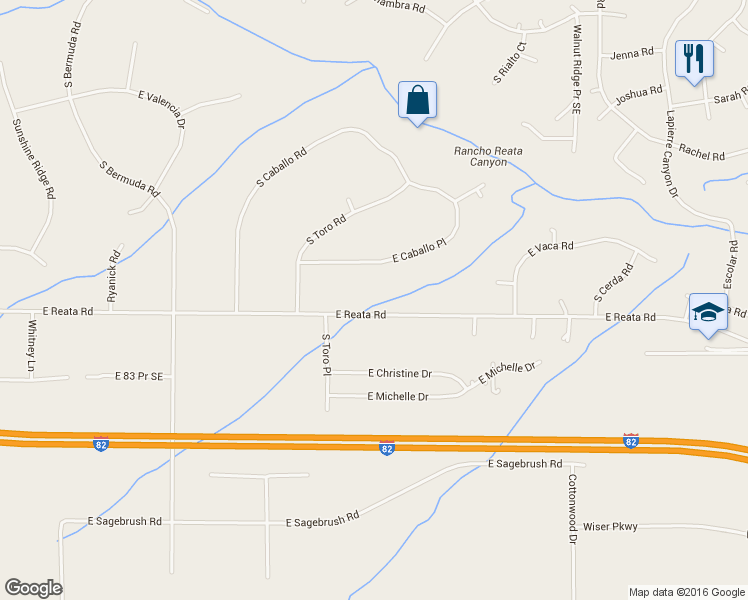 map of restaurants, bars, coffee shops, grocery stores, and more near 97606 East Reata Road in Kennewick