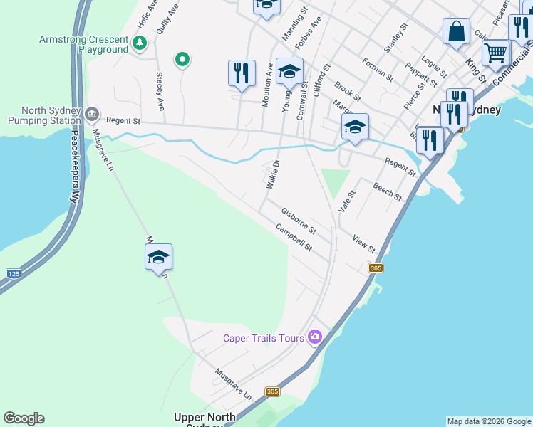 map of restaurants, bars, coffee shops, grocery stores, and more near 37 Campbell Street in Sydney