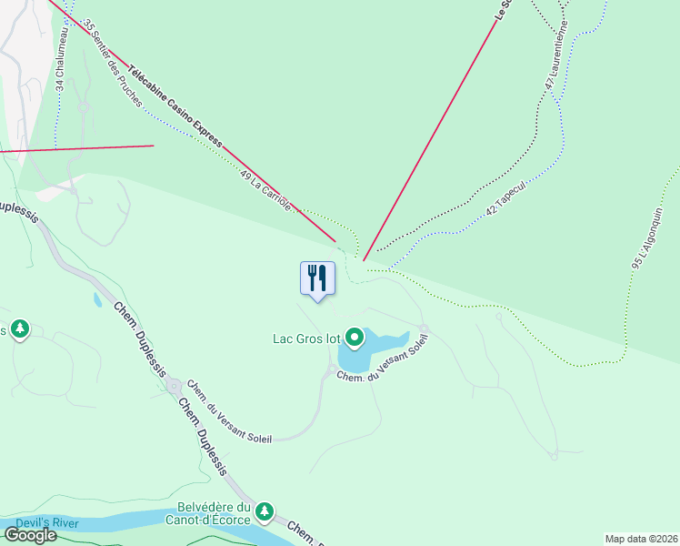 map of restaurants, bars, coffee shops, grocery stores, and more near 1520 Chemin du Versant Soleil in Mont-Tremblant