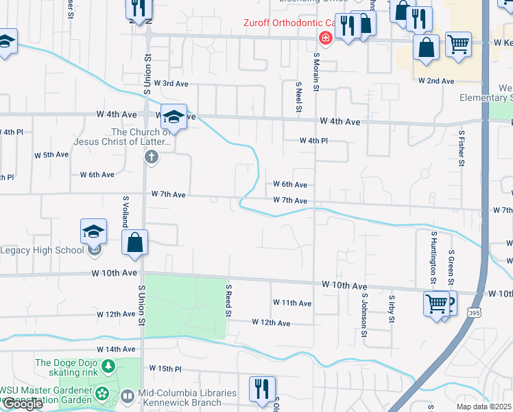 map of restaurants, bars, coffee shops, grocery stores, and more near 3904 West 7th Avenue in Kennewick