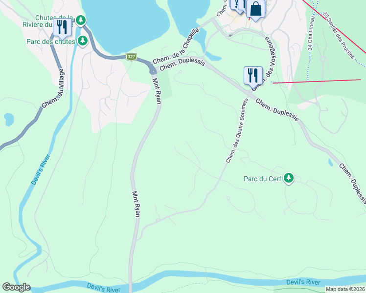 map of restaurants, bars, coffee shops, grocery stores, and more near Allée du Val-de-Bagnes in Mont-Tremblant