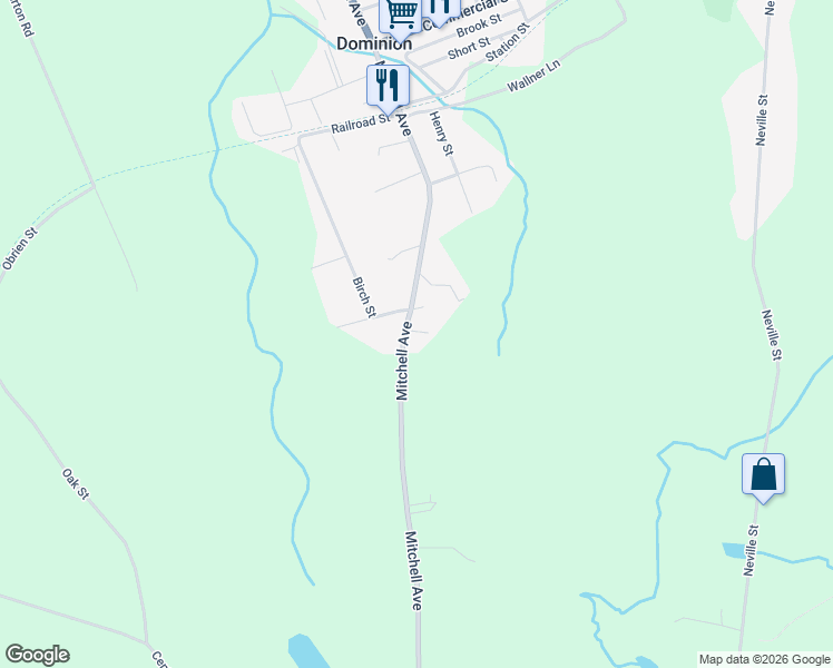 map of restaurants, bars, coffee shops, grocery stores, and more near 290 Mitchell Avenue in Dominion
