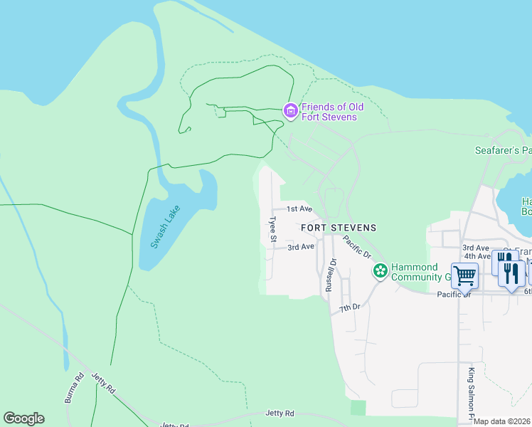 map of restaurants, bars, coffee shops, grocery stores, and more near 1885 1st Avenue in Warrenton