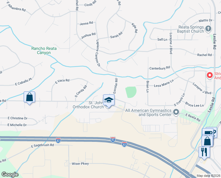 map of restaurants, bars, coffee shops, grocery stores, and more near 3026 Escolar Road in Kennewick