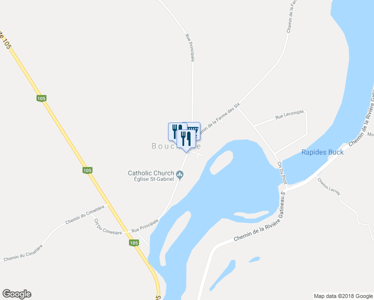 map of restaurants, bars, coffee shops, grocery stores, and more near in Bouchette