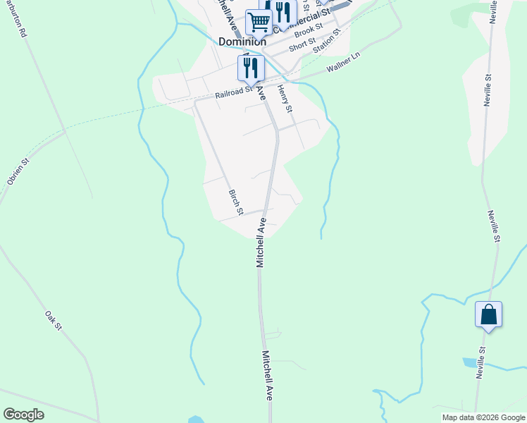 map of restaurants, bars, coffee shops, grocery stores, and more near 290 Mitchell Avenue in Dominion