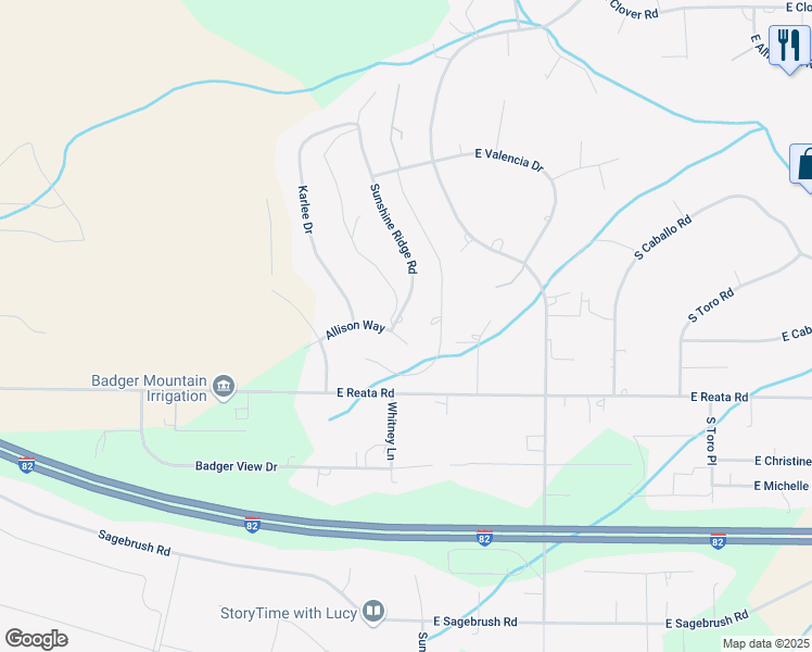 map of restaurants, bars, coffee shops, grocery stores, and more near 2536 Allison Way in Richland
