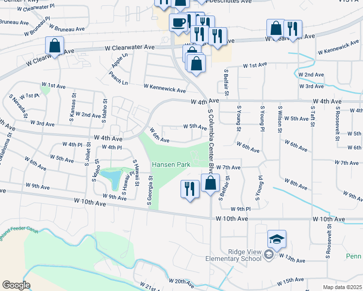 map of restaurants, bars, coffee shops, grocery stores, and more near 7813 West 6th Avenue in Kennewick